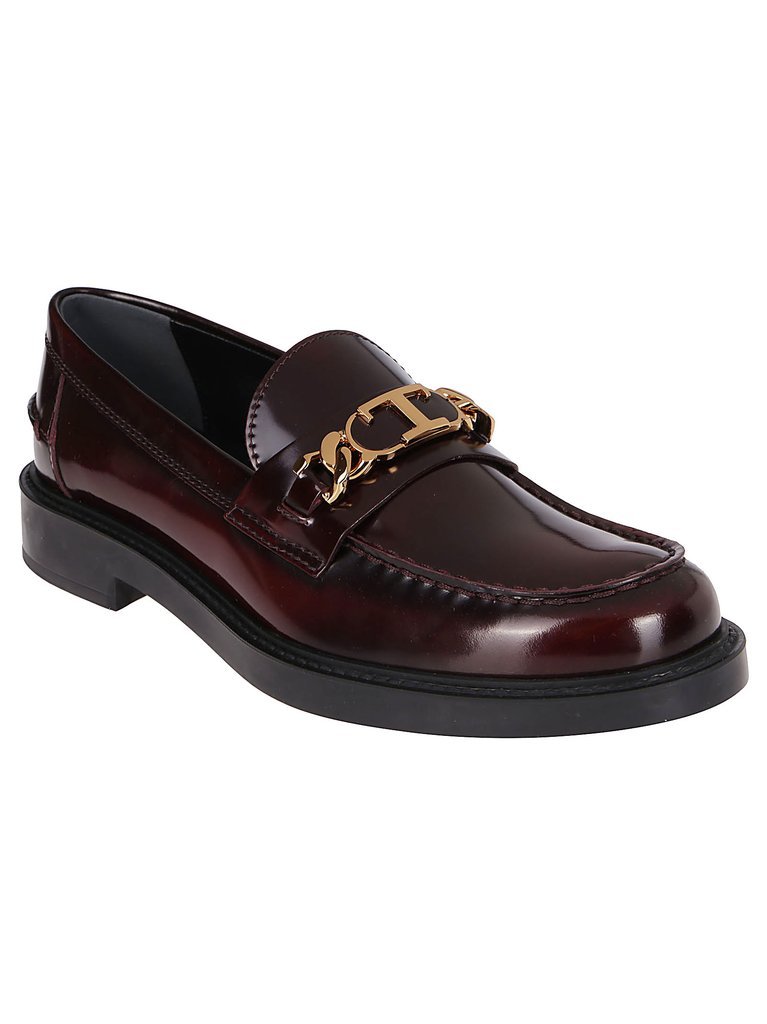 Tod's Logo-plaque Leather Loafers In Black