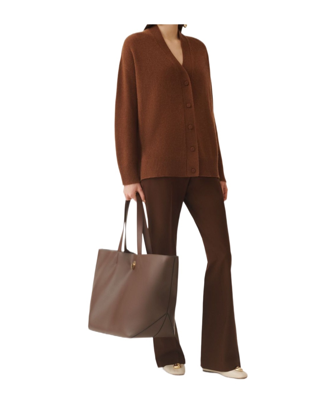 Fabiana Filippi Long-sleeved Knitted Cardigan In Brown