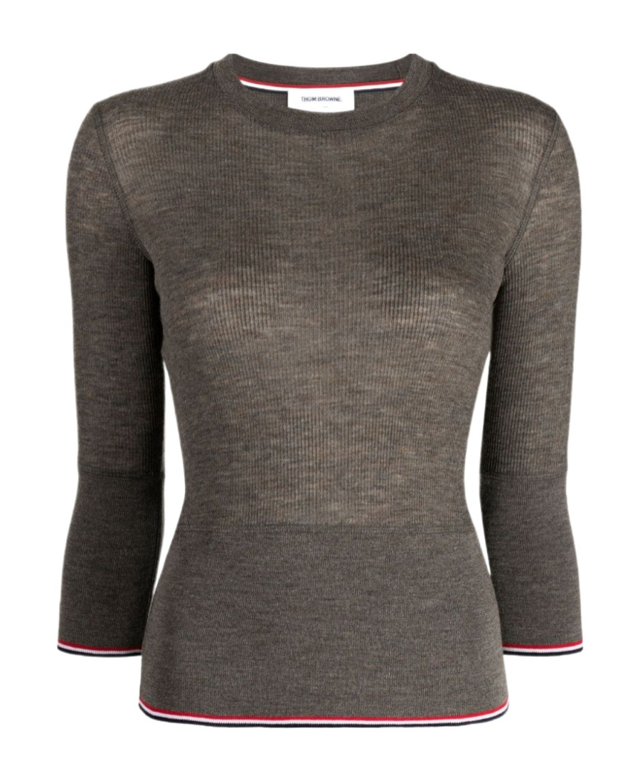 Thom Browne Rwb Ribbed Cropped Jumper In Black