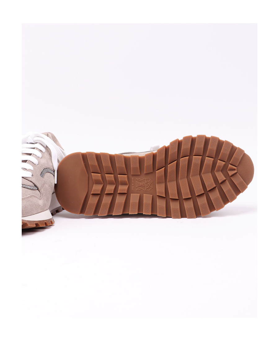 Brunello Cucinelli Low Lace-up Sneakers In Nude