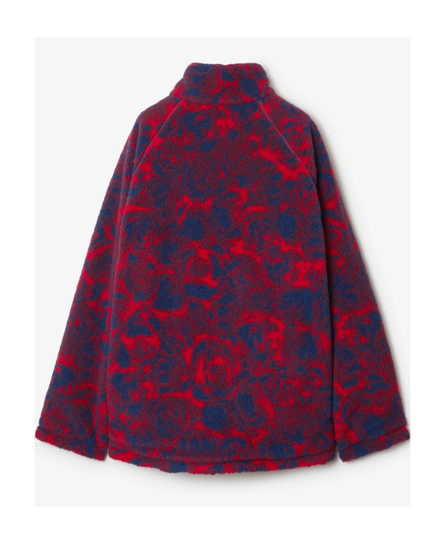 Burberry Rose-print Fleece Reversible Jacket In Red