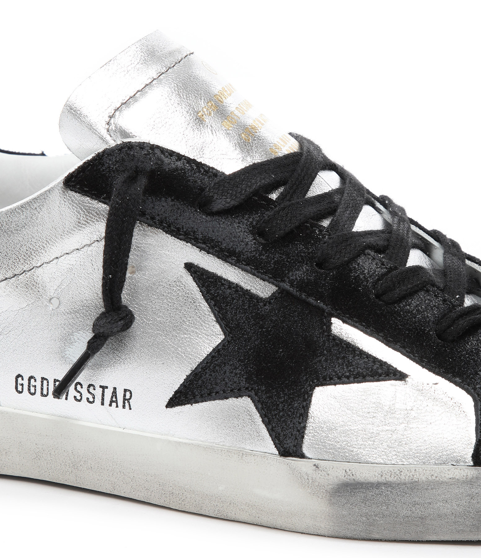 Golden Goose Super-star Sneakers In Silver Leather With Contrasting Inserts In White