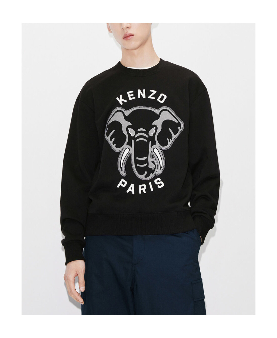 Kenzo Varsity Jungle Embroidered Sweatshirt In Black