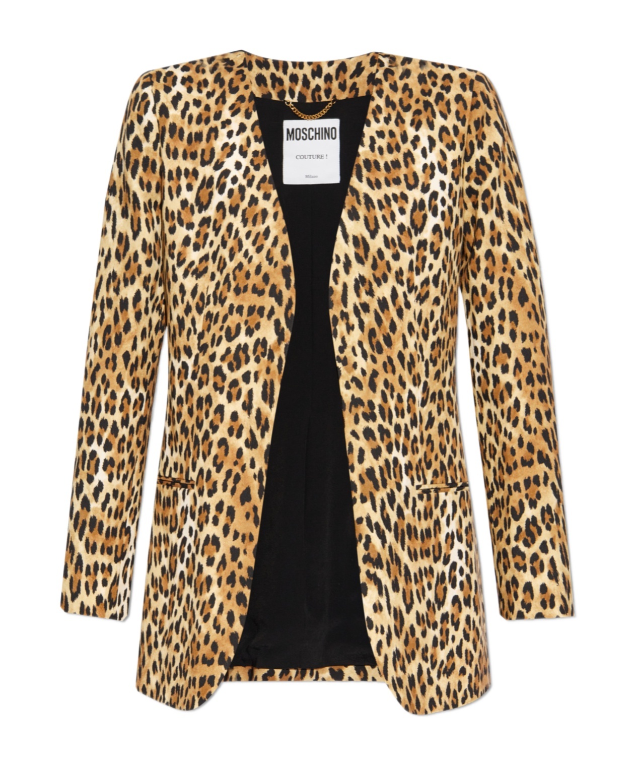 Moschino Single-breasted Leopard Print Blazer In Nude