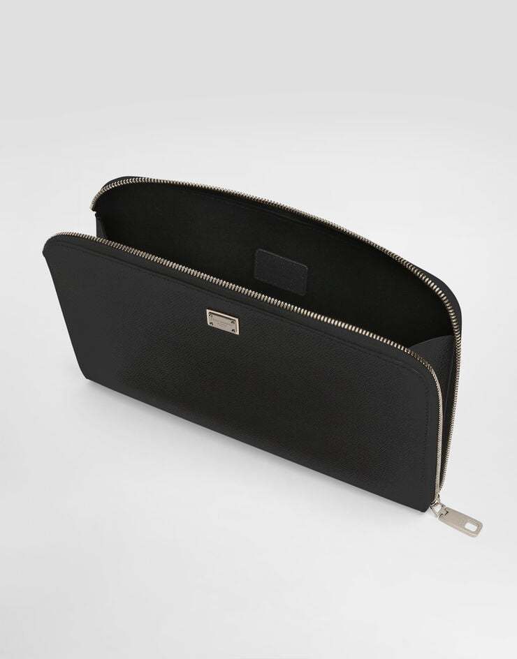 Dolce & Gabbana Black Clutch With Removable Wrist Strap And Logo Plaque On The Front In Black