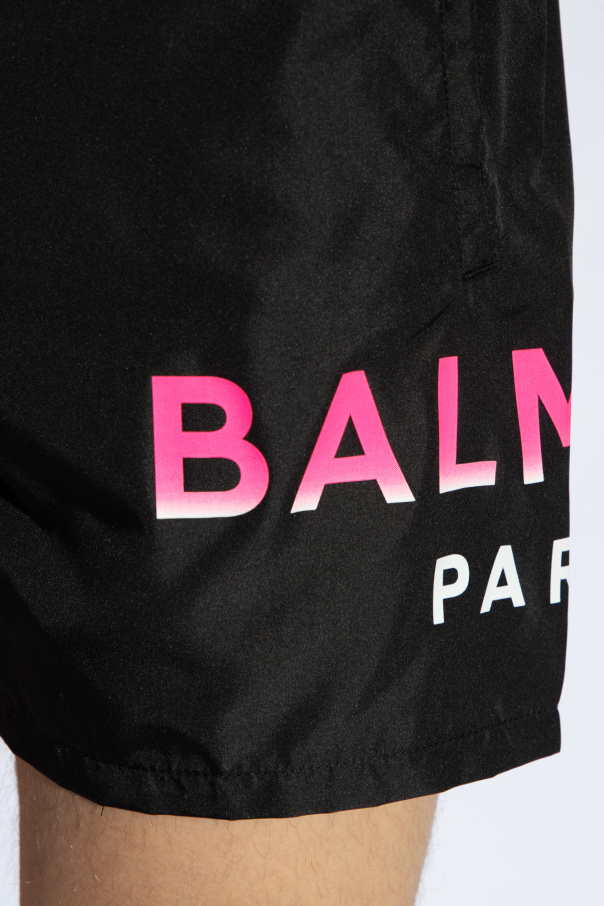 Balmain Logo-print Swim Shorts In Black