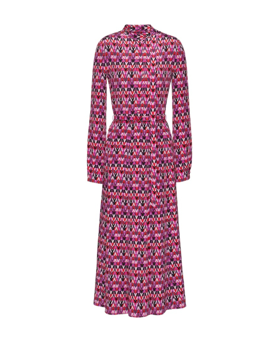 Valentino Long Elegant Dress With Long Sleeves In Pink