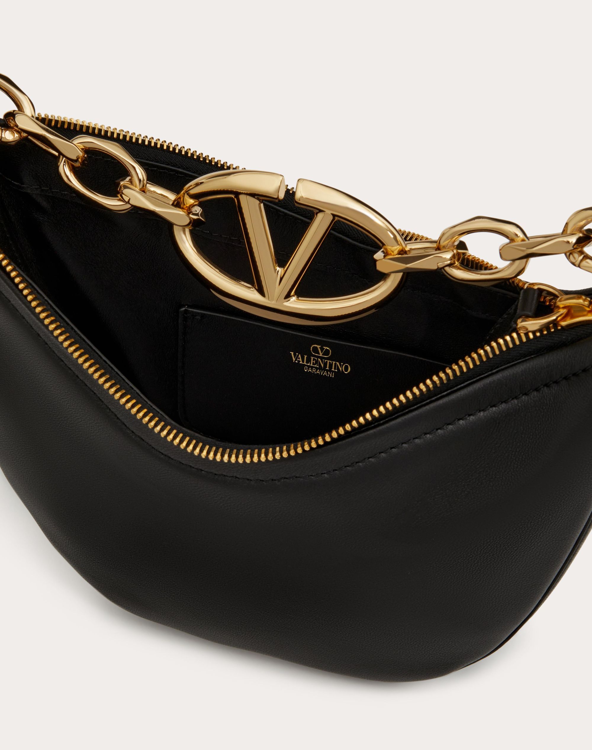 Valentino Garavani Vlogo Moon Zip-up Mini Shoulder Bag In Black