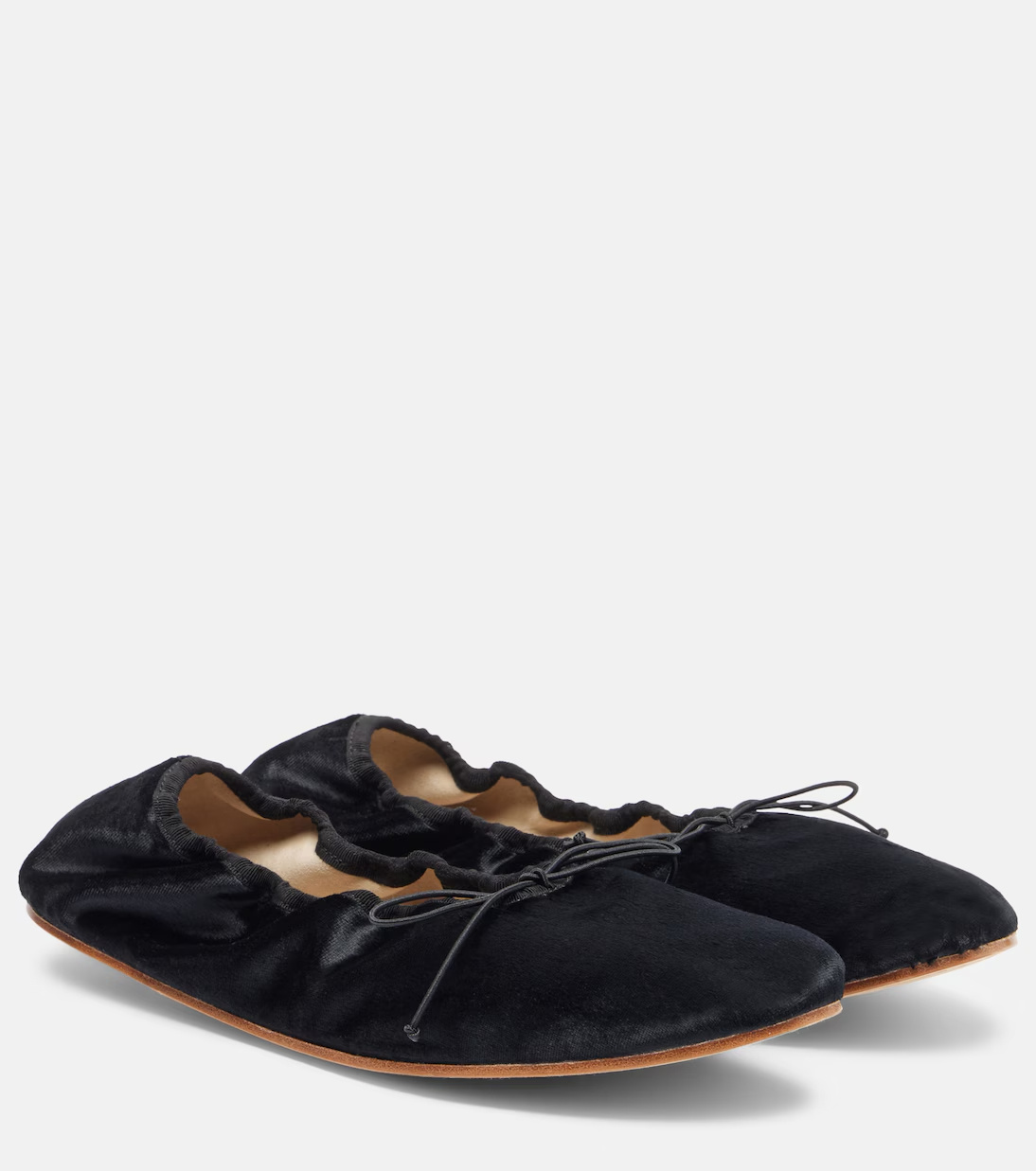 The Row Round Toe Ballet Flats In Black