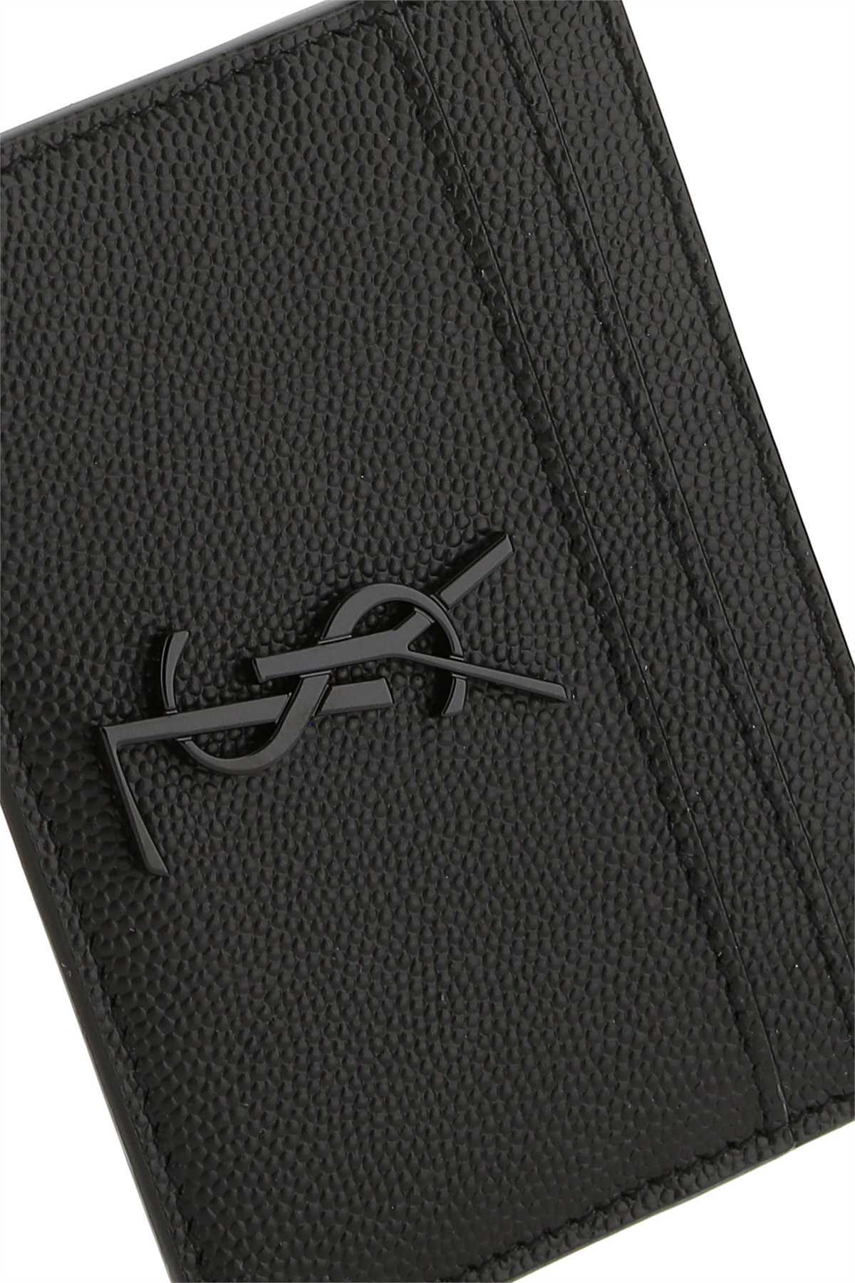 Saint Laurent Logo Plaque Cardholder In Black