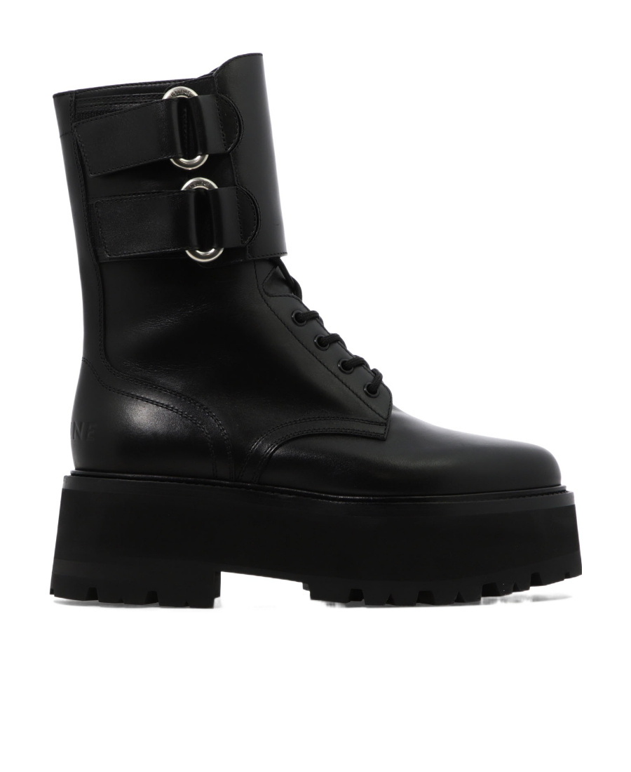 Celine Leather Ankle Boots In Black
