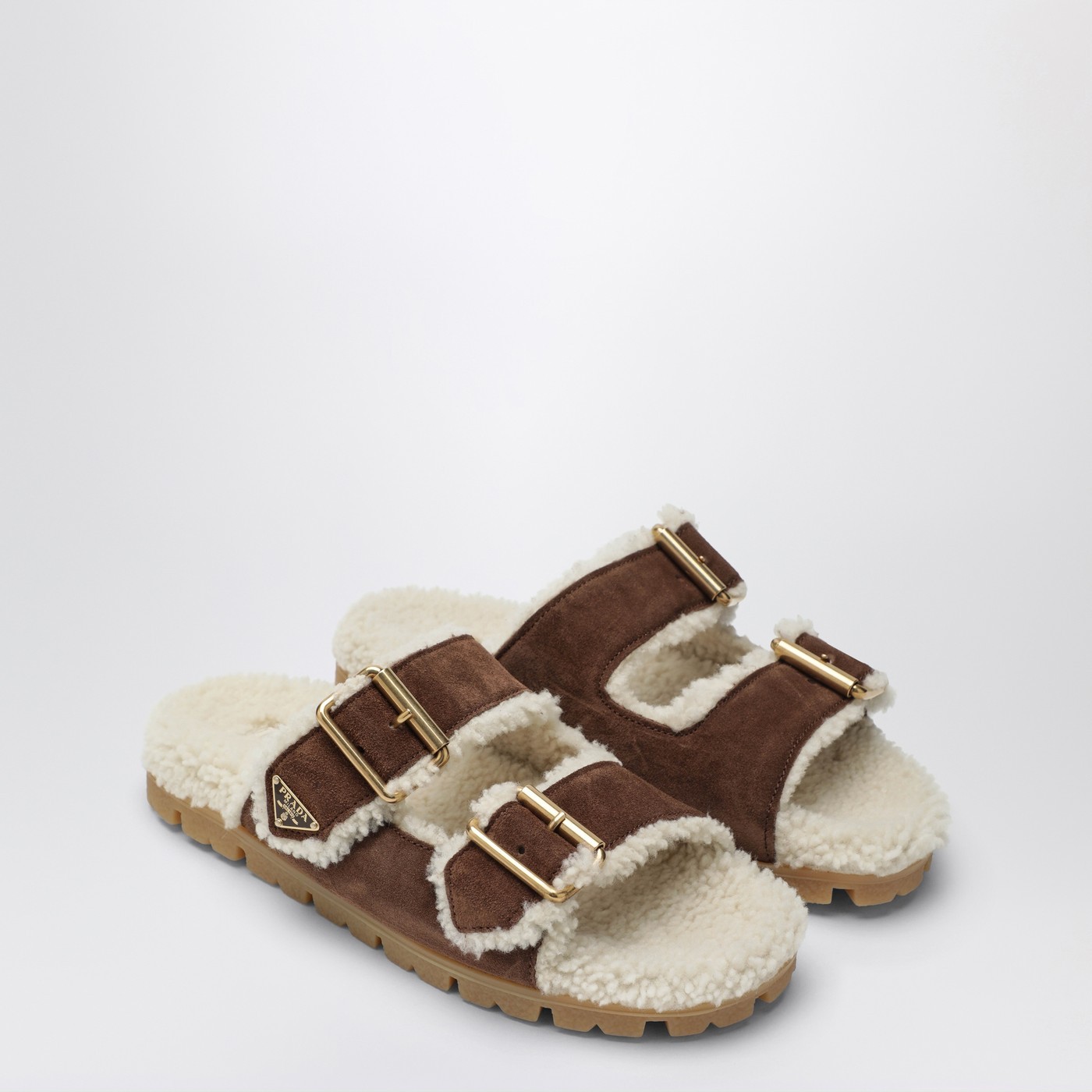 Prada Suede Open Toe Flat Sole Slippers In Multi
