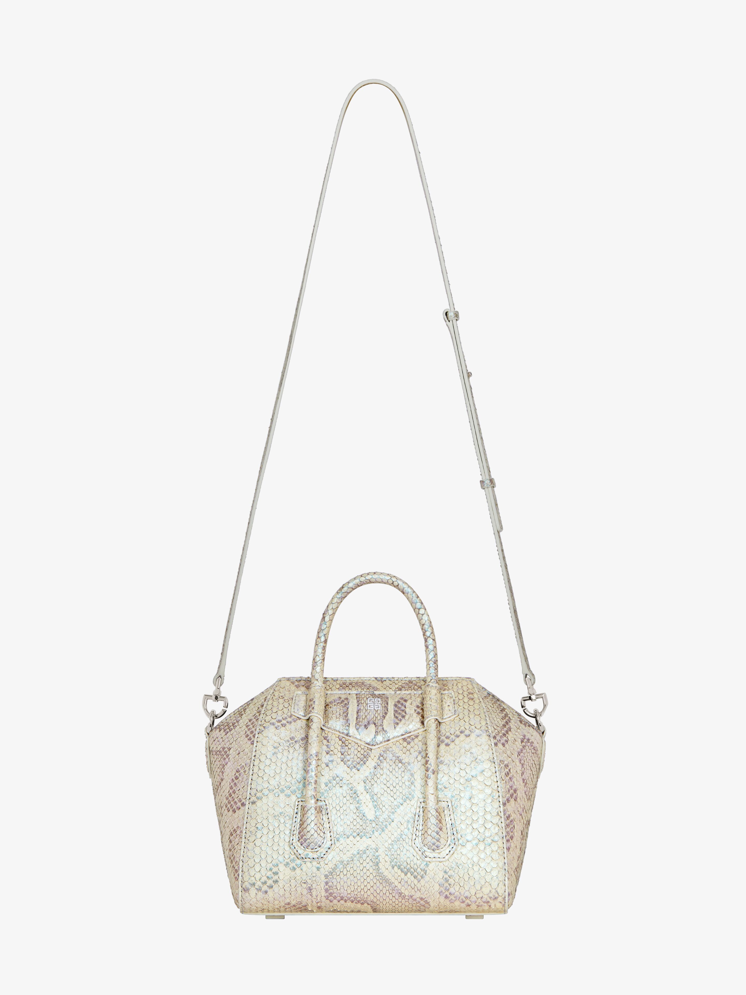 GIVENCHY MINI ANTIGONA LOCK BAG IN PYTHON WITH PEARL EFFECT