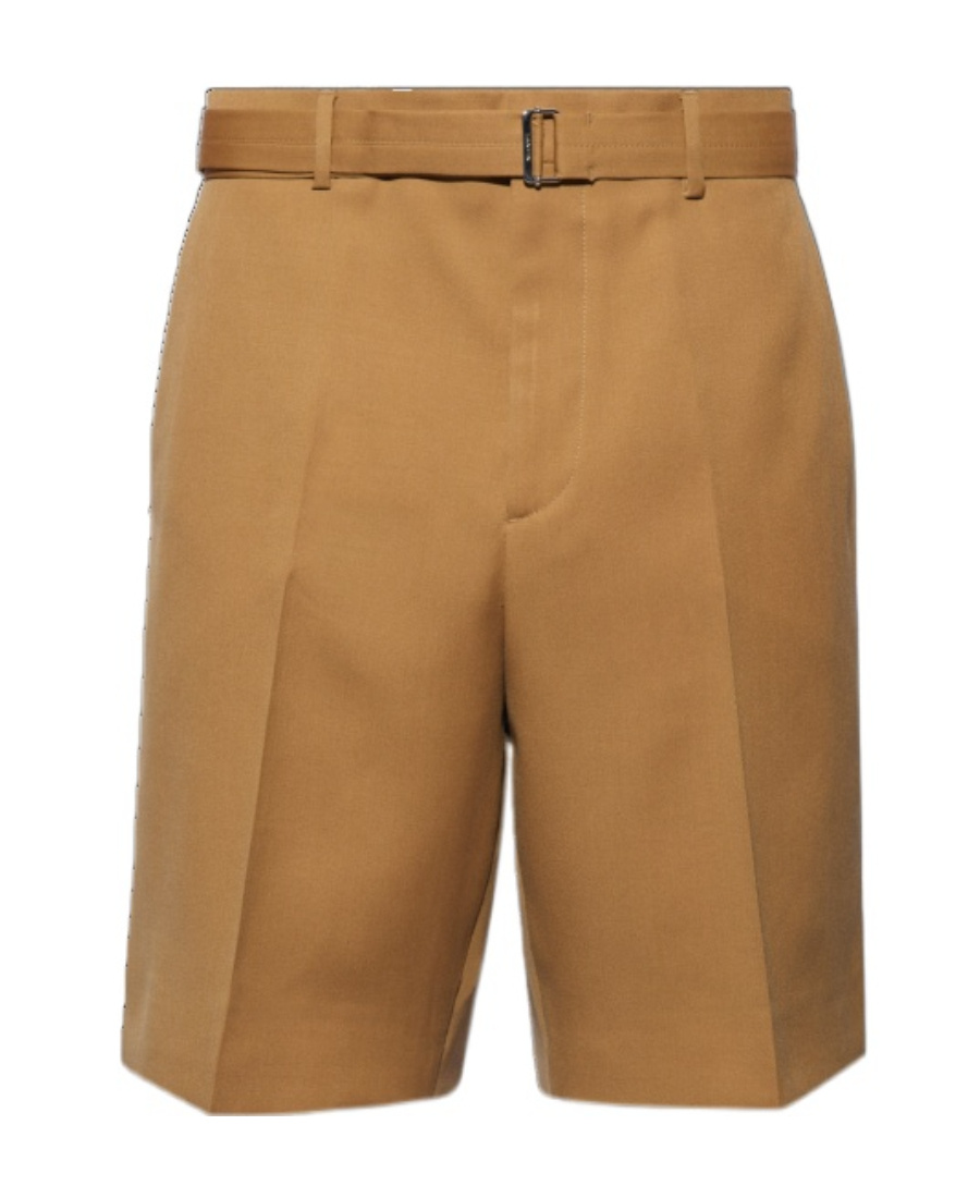 Lanvin Pressed Crease Belted Shorts In Brown