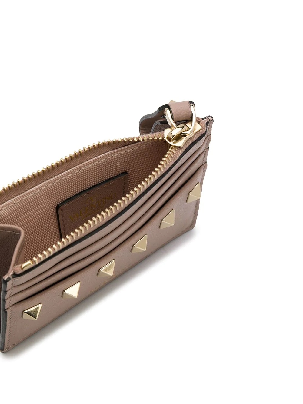 VALENTINO GARAVANI ROCKSTUD CALFSKIN CARDHOLDER WITH ZIP