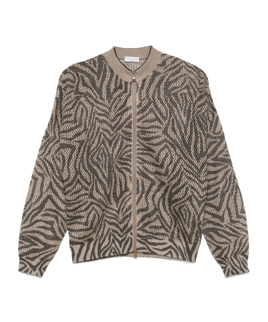 Brunello Cucinelli Open-knit Cardigan In Brown