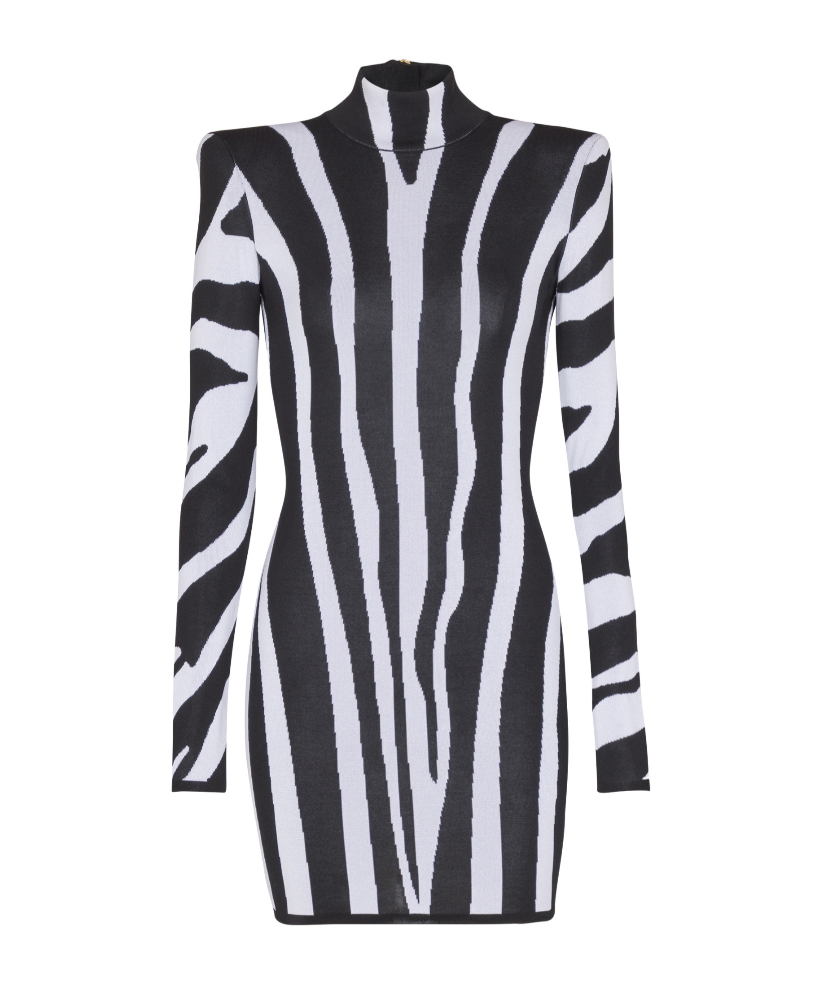 Balmain Short Knit Dress With Zebra Intarsia In Multi