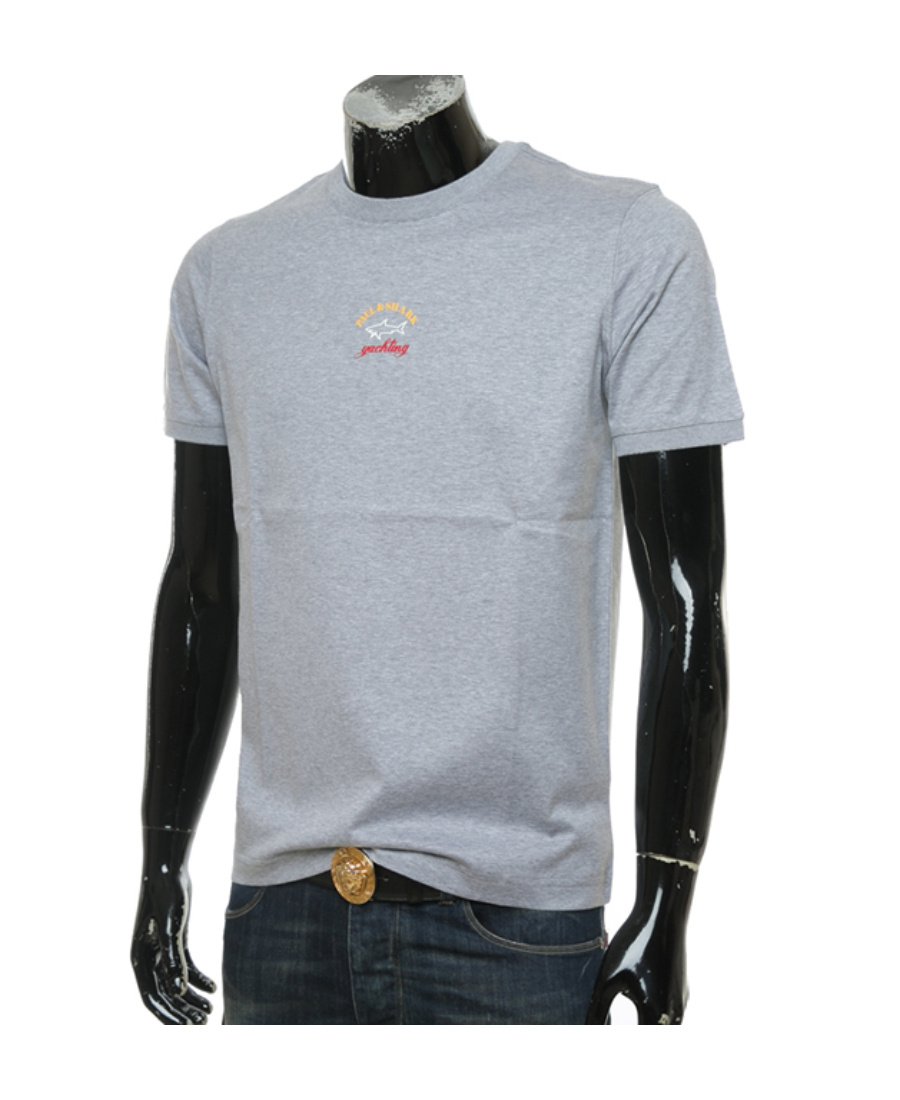 Shop Paul & Shark Logo Printed T-shirt With Round Neck In Gray