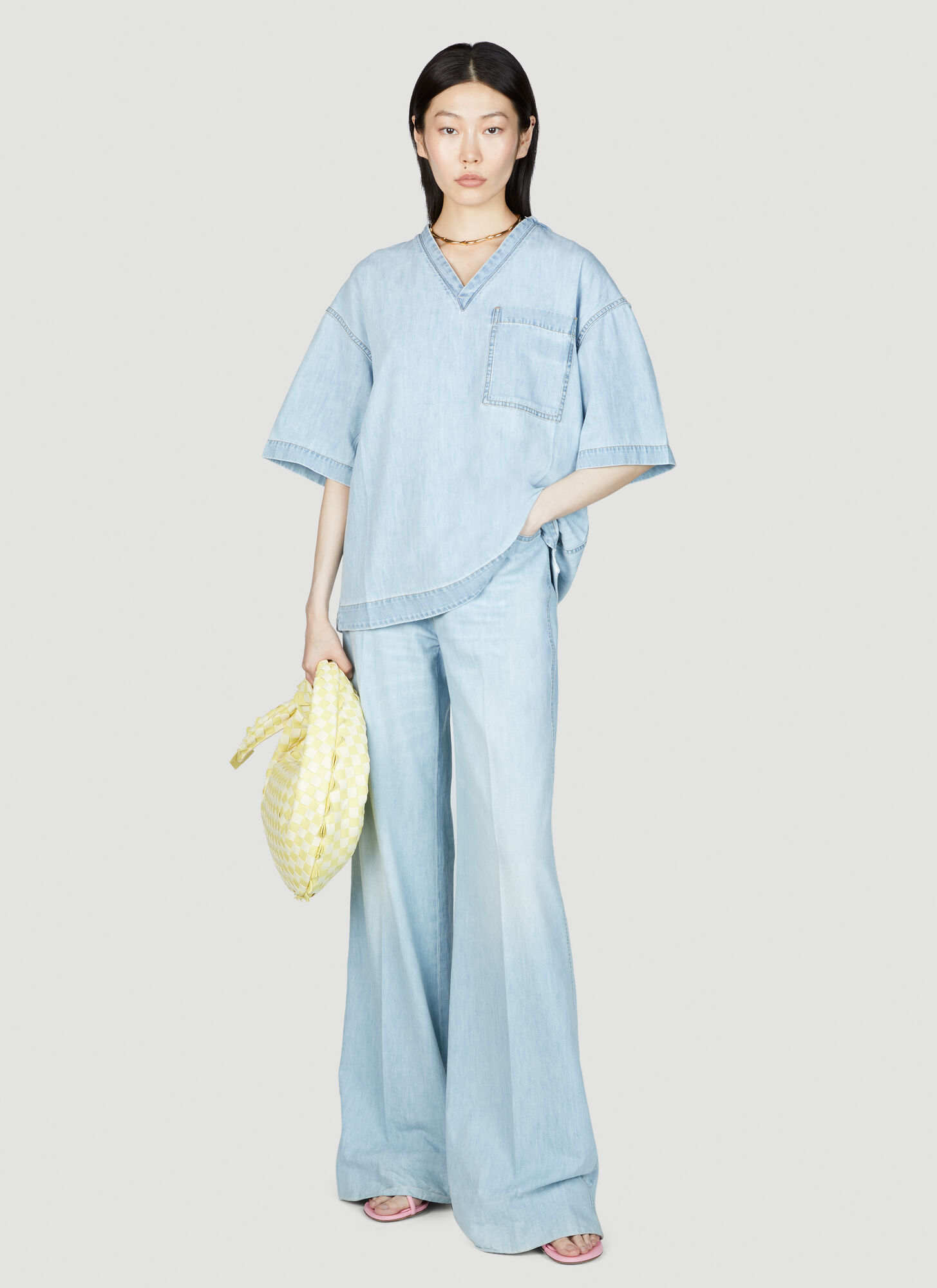Bottega Veneta Belt Ring Denim Trousers In Blue