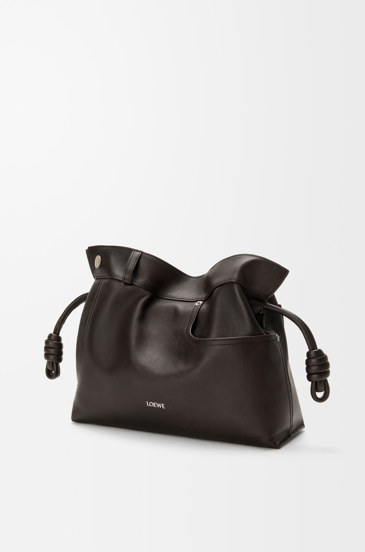 Loewe Panta Medium Flamenco Clutch In Shiny Calfskin In Brown