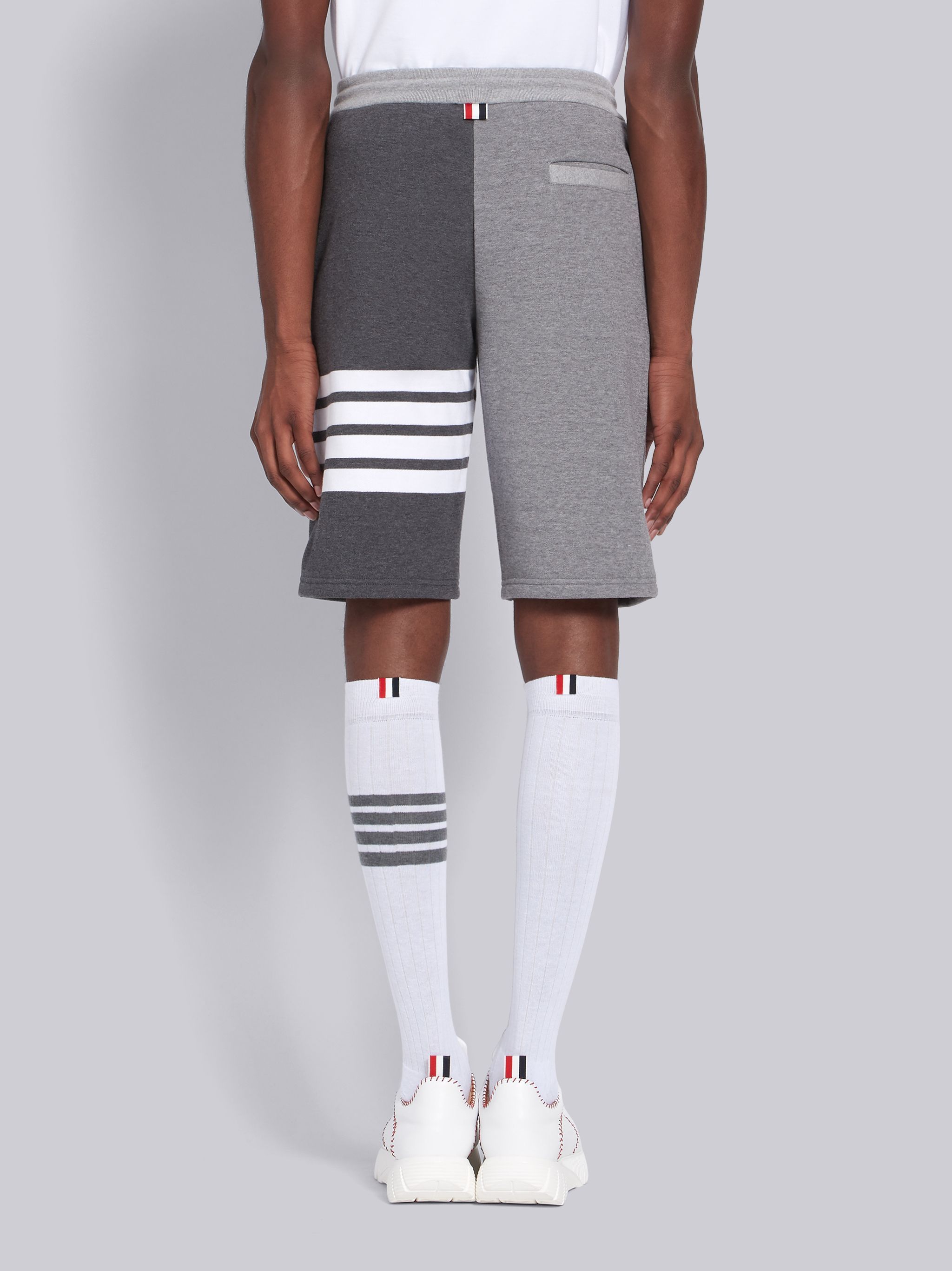 Thom Browne 4-bar Striped Sports Shorts With Drawstring Waist In Gray