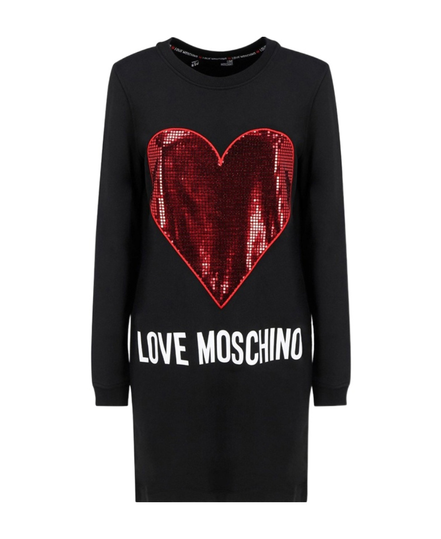 Moschino A Round-necked Logo Dress In Black