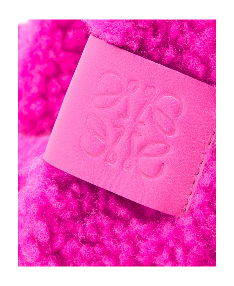 Loewe Man Fluo Pink Eco Shearling Slippers In Pink