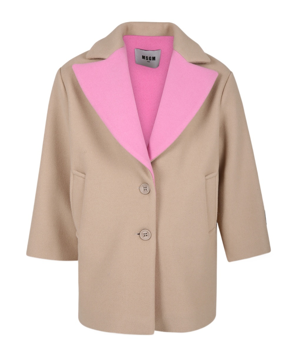 MSGM COLOUR-BLOCK FELTED COAT