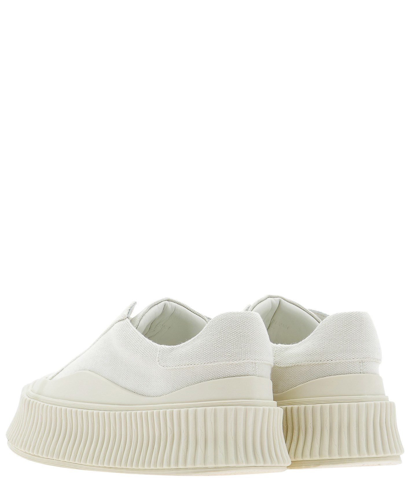 Jil Sander Leather Flatform Sneakers In White