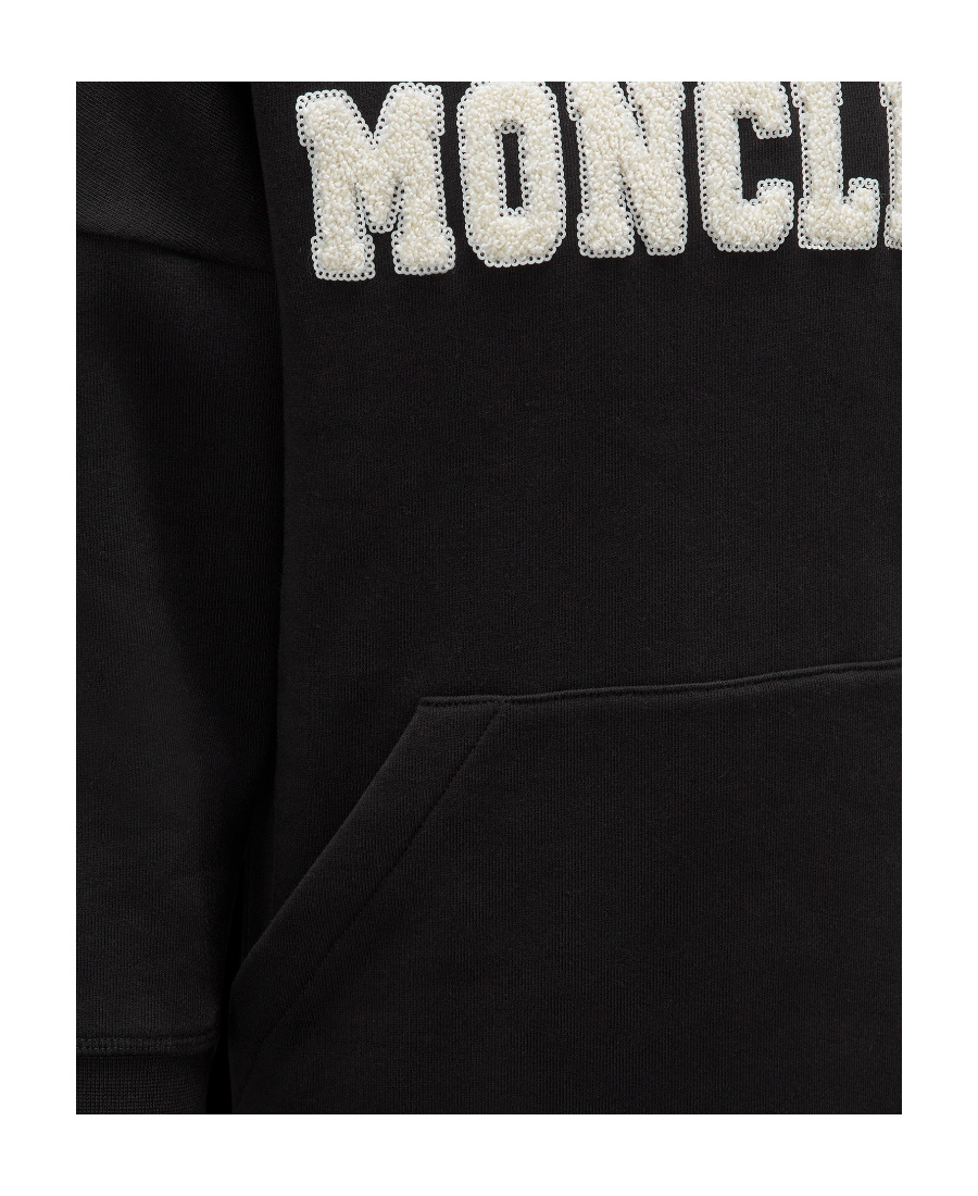 Moncler Hooded Logo Dress In Black