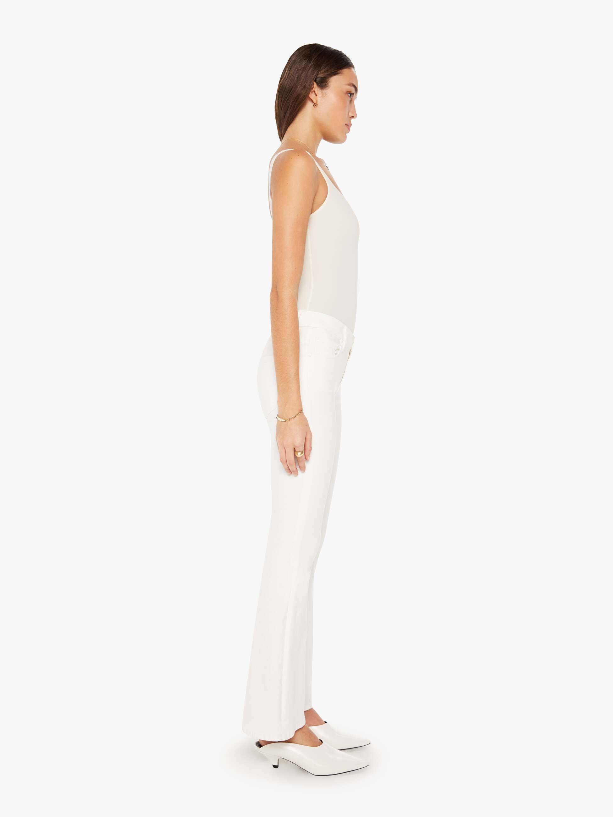 Mother Mid-rise Flared Jeans In White