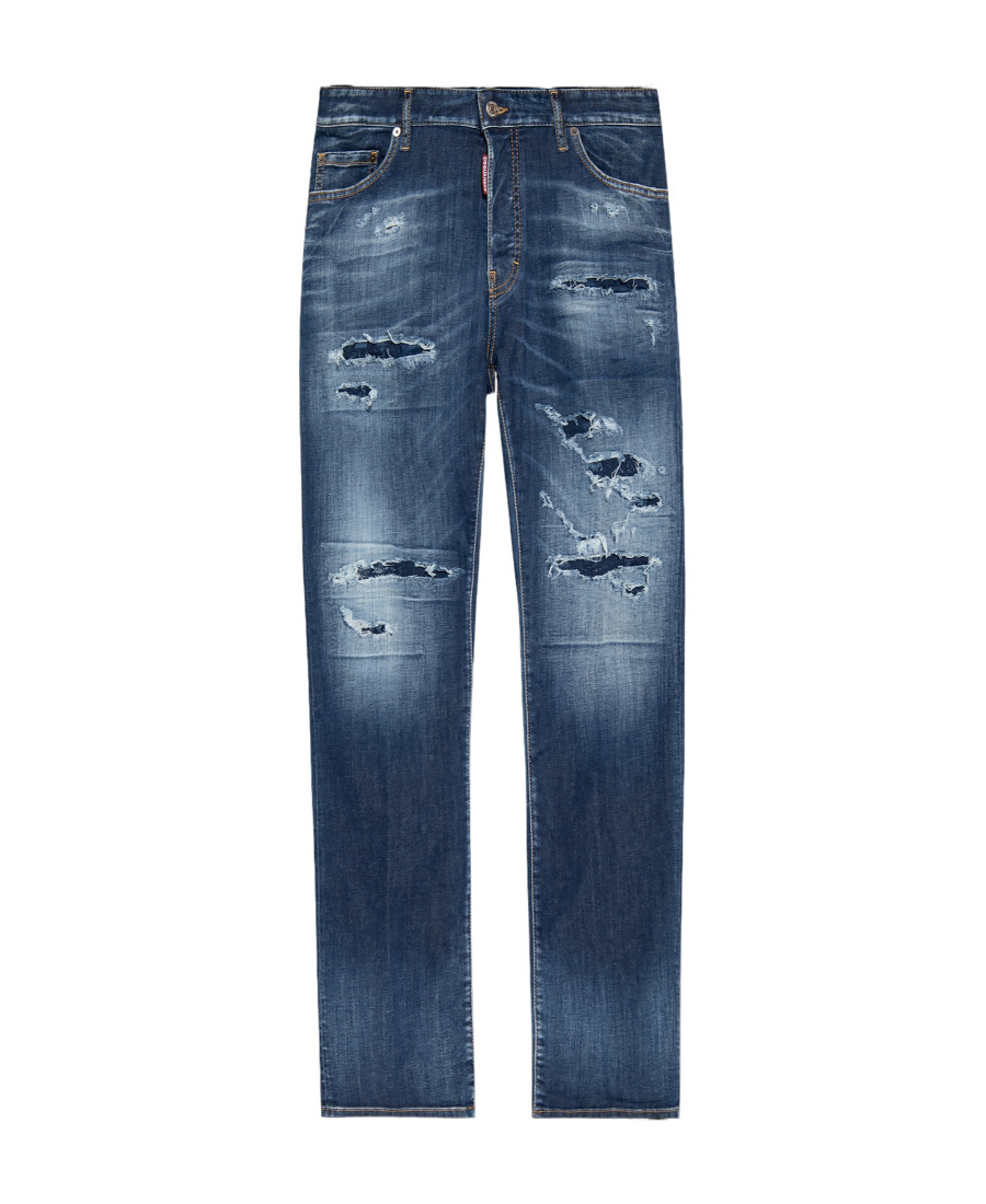 Shop Dsquared2 Mid-rise Straight-leg Distressed Jeans In Blue