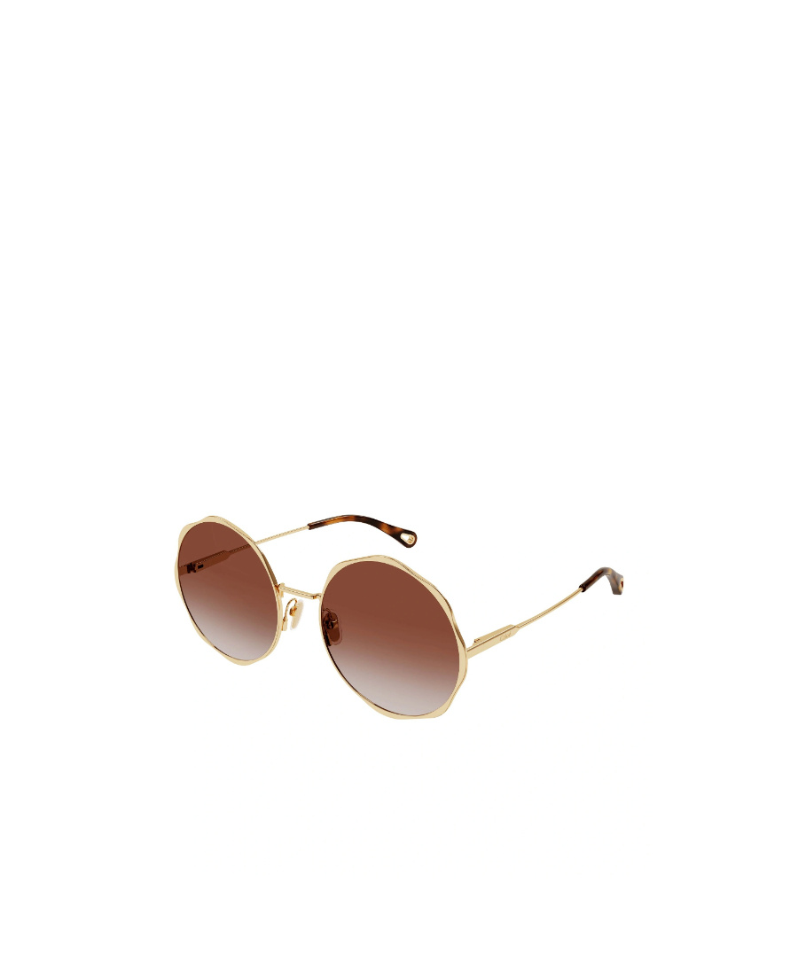 Chloé Logo-engraved Round-frame Sunglasses In Brown