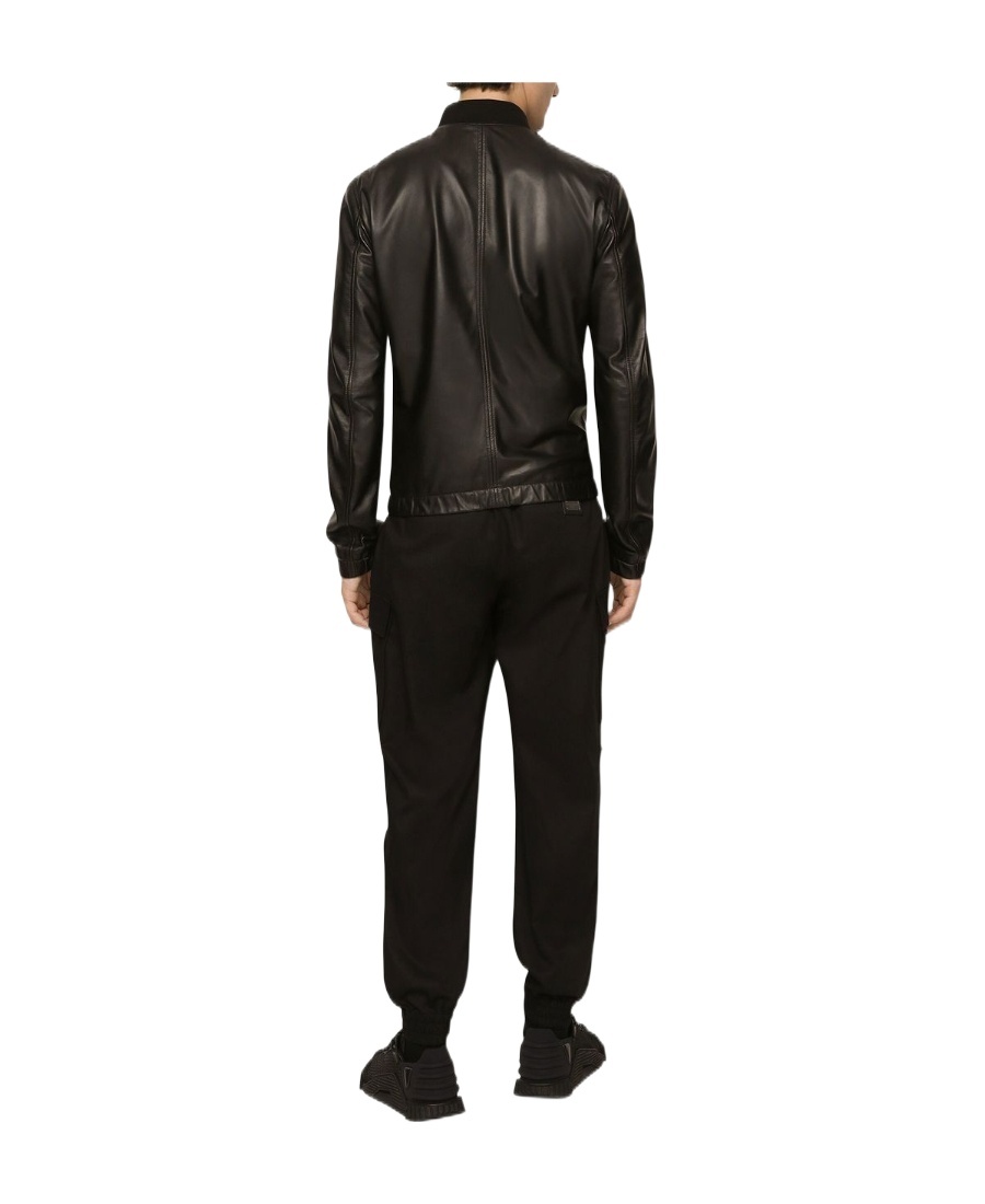 Dolce & Gabbana Black Jacket With Metal Logo Patch On The Chest In Black