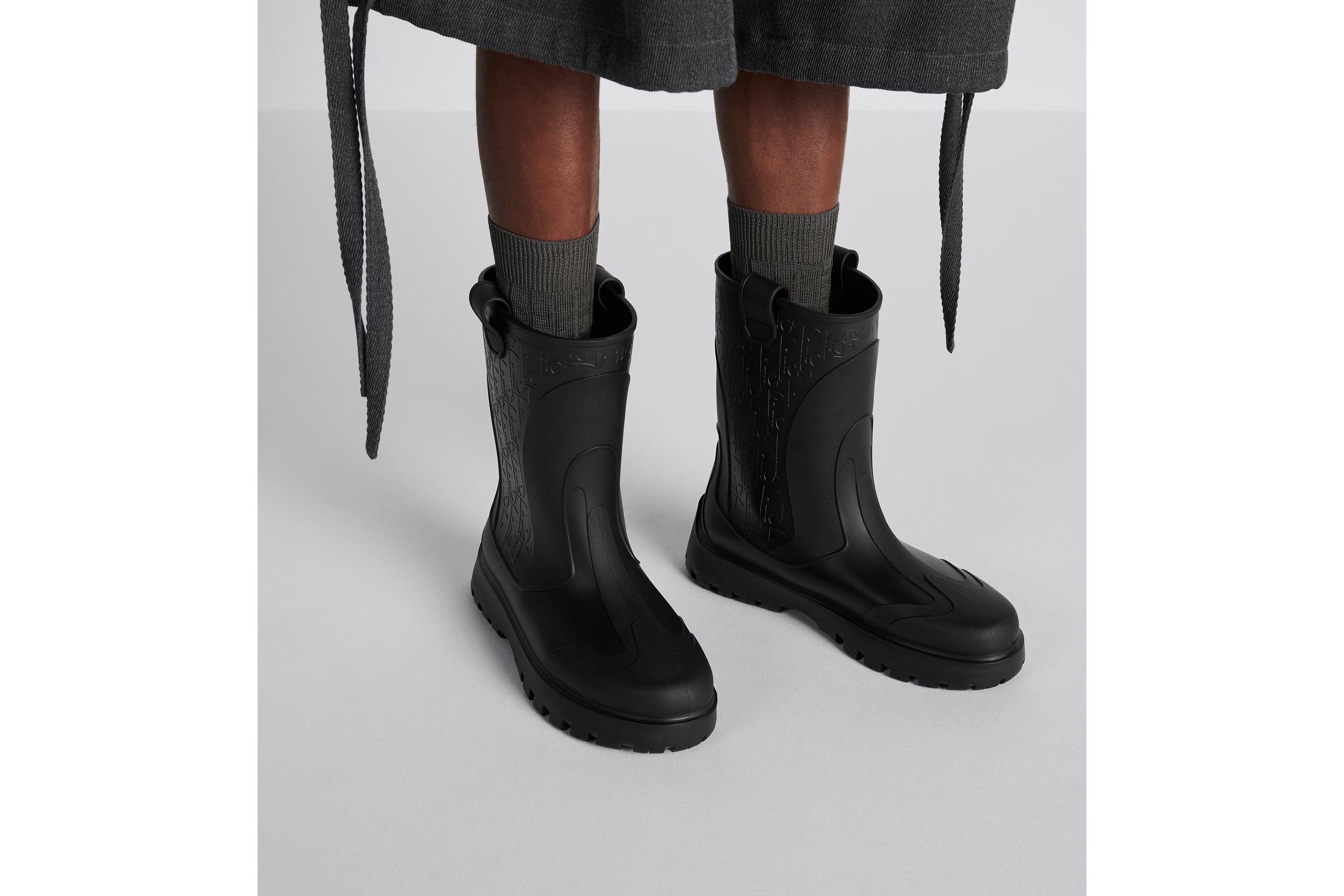 Dior Embossed Rain Boots In Black