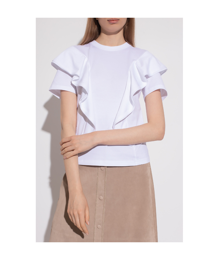 Chloé Lotus Leaf Sleeve Blouse In White
