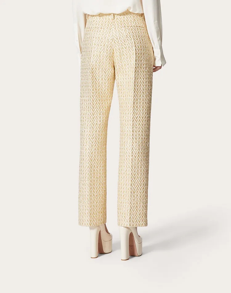 Valentino Optical  Bouclé Trousers In Multi
