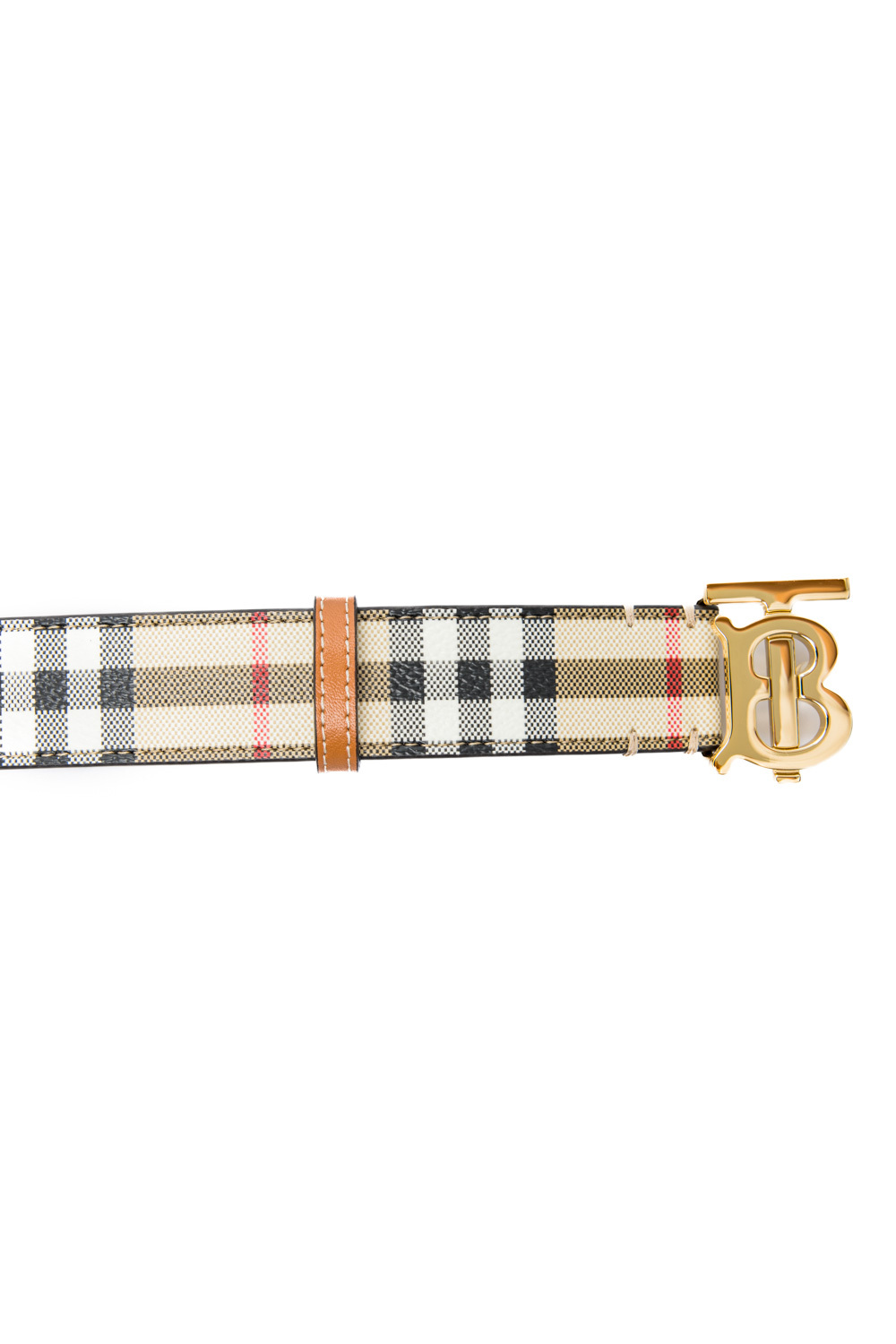 Burberry Check-pattern Leather Belt In Nude