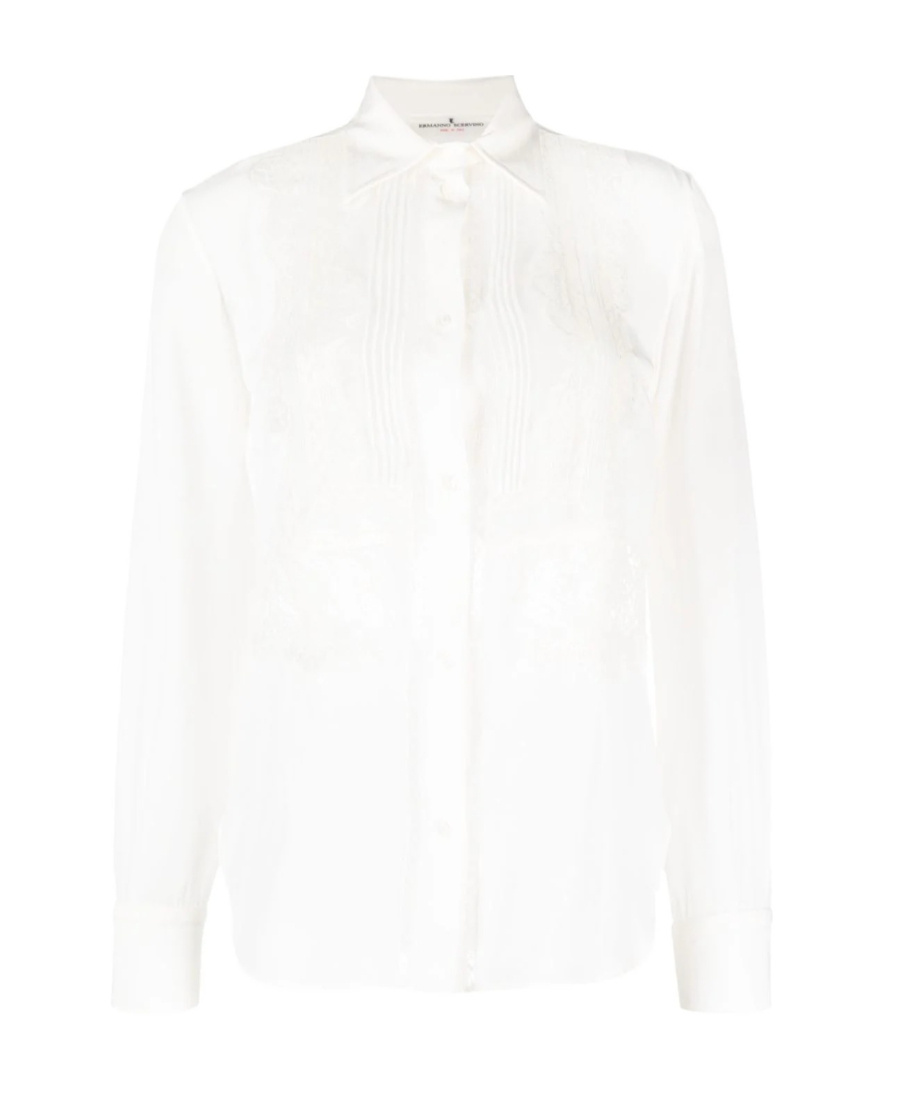 Ermanno Scervino Embroidered Long-sleeved Shirt In White