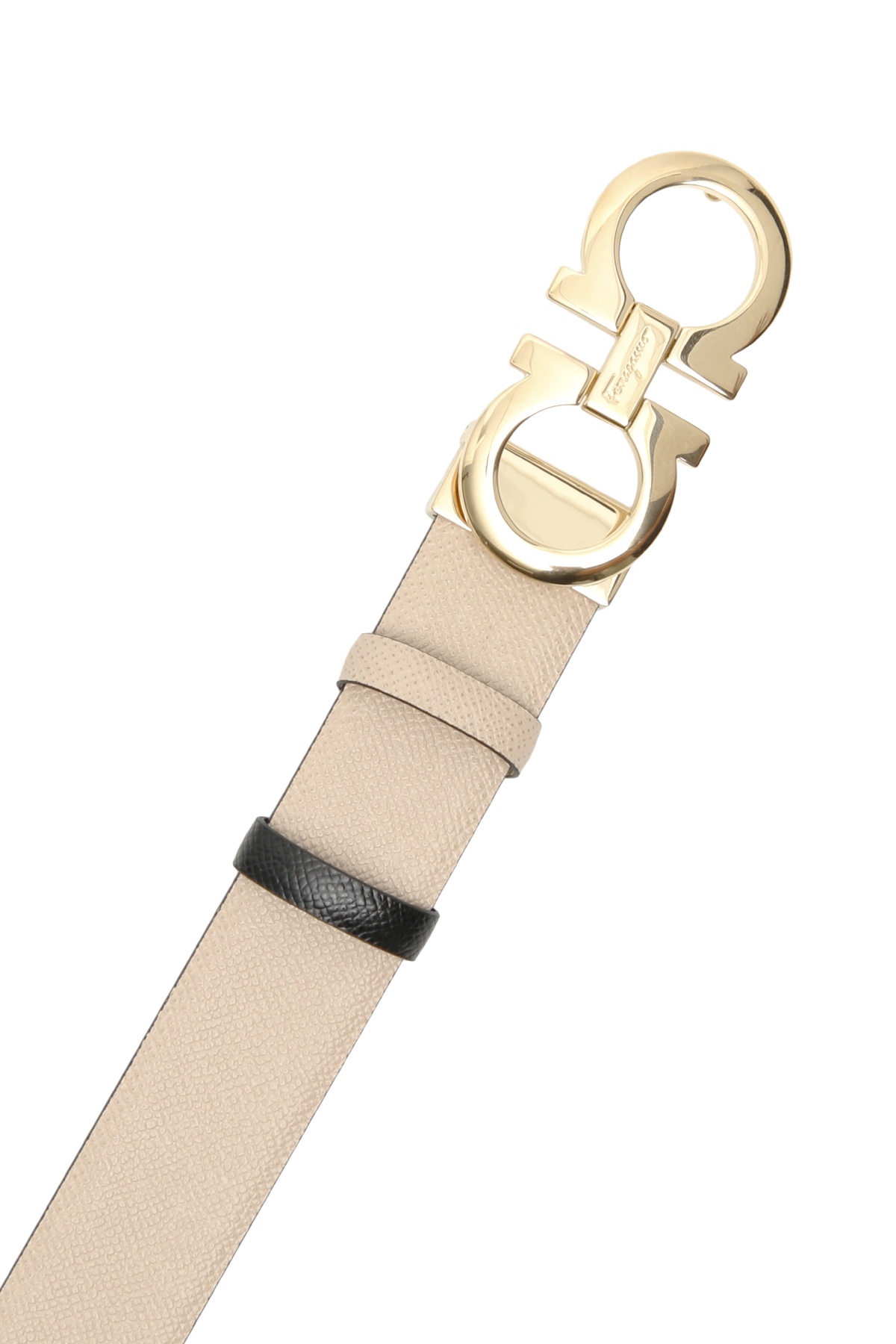 Ferragamo Neutral Gancini Leather Belt In Black