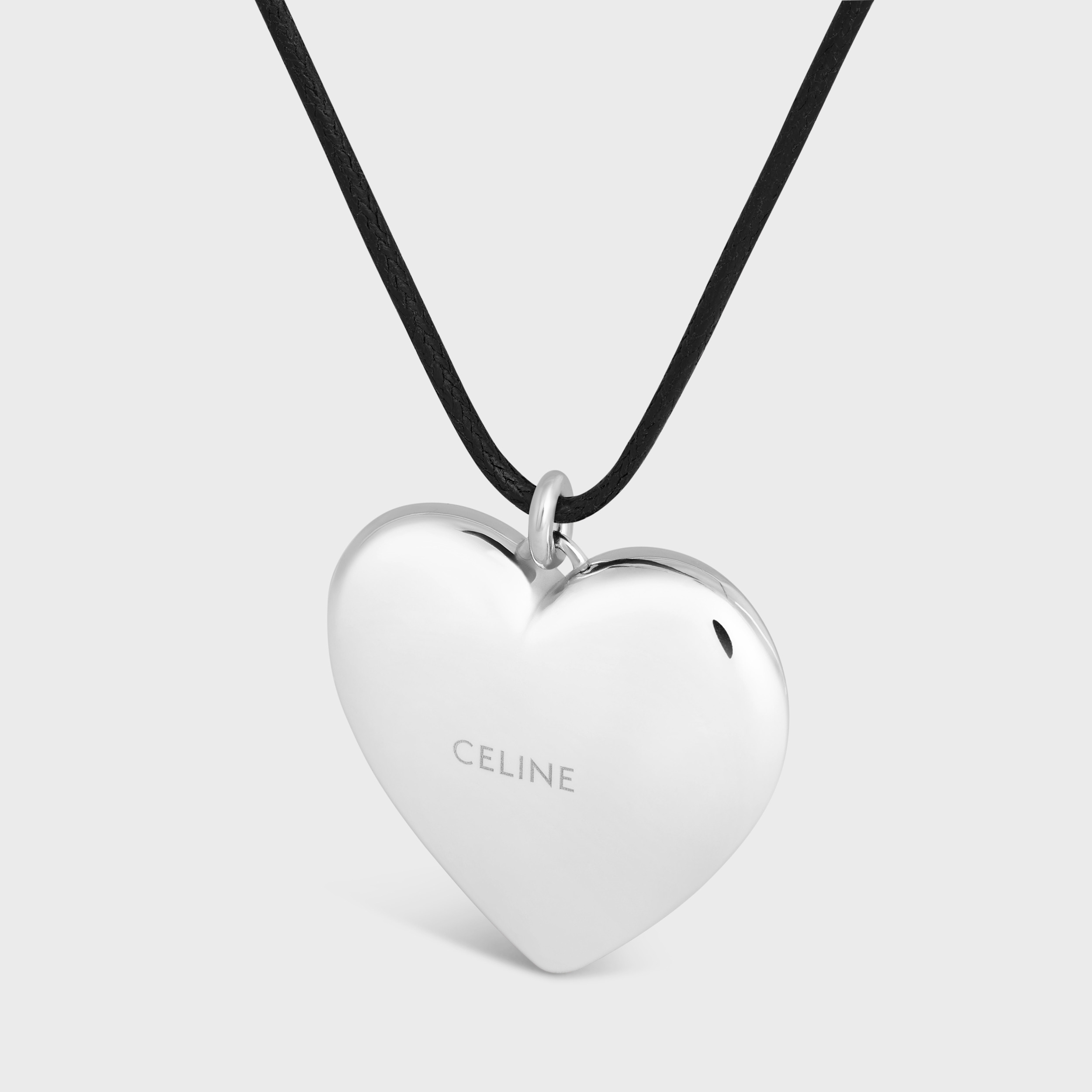 Celine Cur Triomphe Necklace In Brass With Gold Finish And Cotton In White