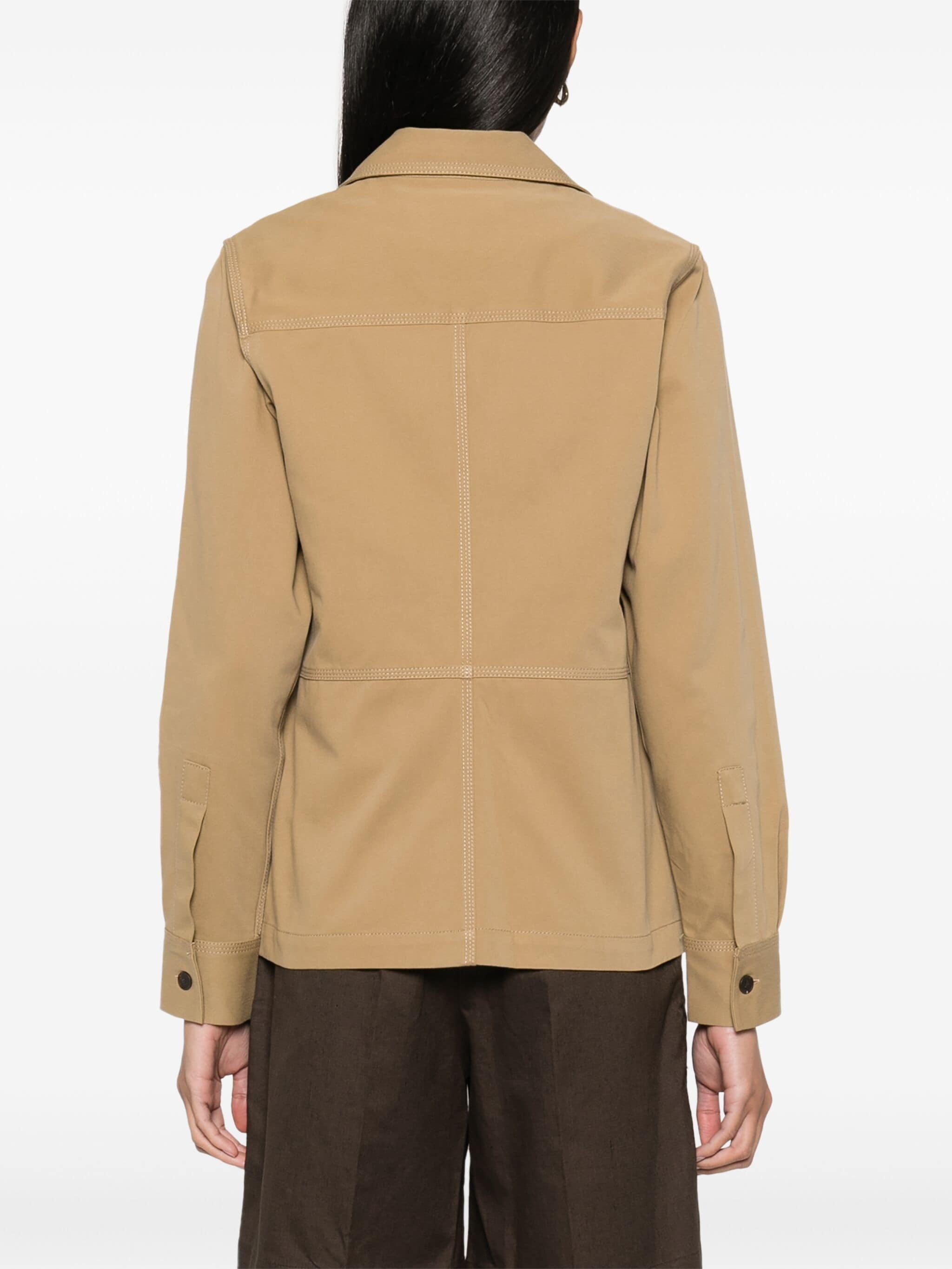 Shop Closed Panelled Twill Shirt Jacket In Nude