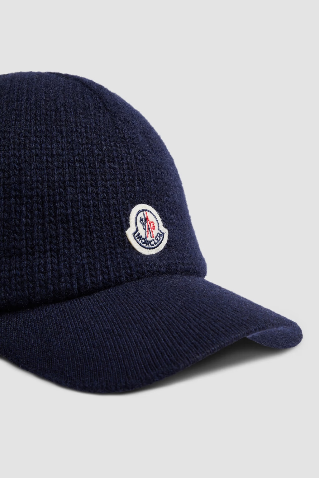 Moncler Knitted Cotton Baseball Cap In Black
