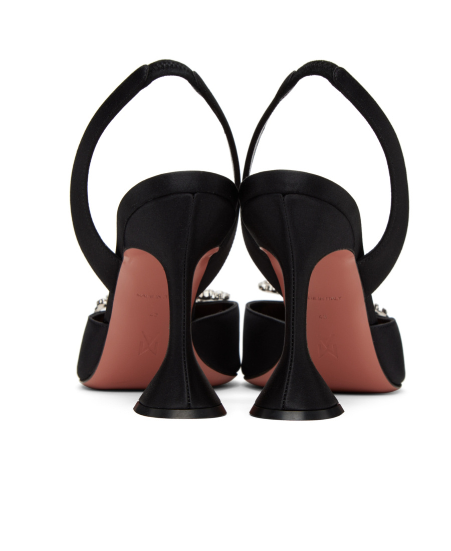 Amina Muaddi Womens Black Rosie Crystal-embellished Leather Sling-back Courts In Black