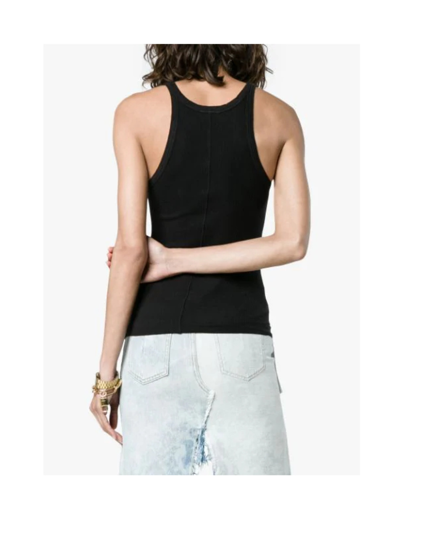 Re/done Ribbed Tank Top In Black