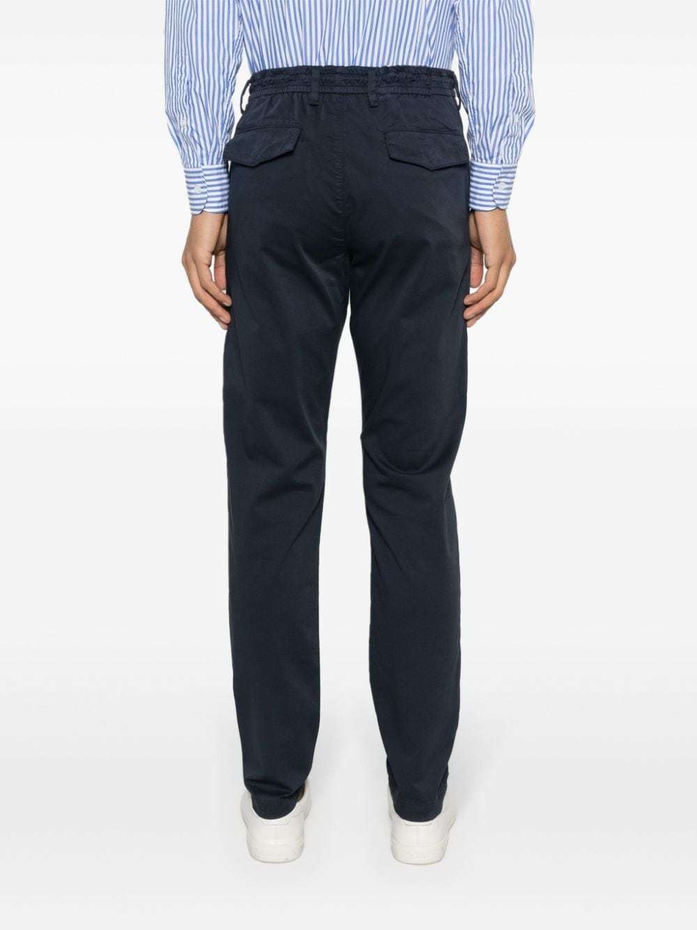 Eleventy Drawstring Waist Tapered Leg Trousers With Back Pockets In Blue