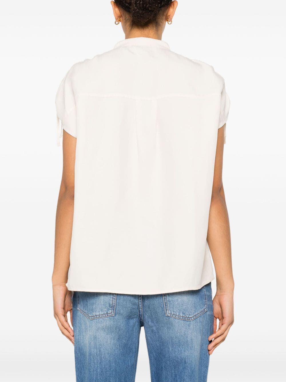 Woolrich Sleeveless Slub Blouse In White