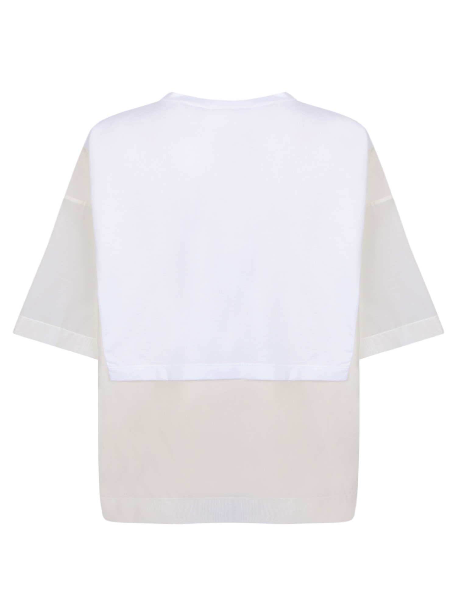 Shop Fabiana Filippi Semi-sheer Panelled Crewneck Top In White