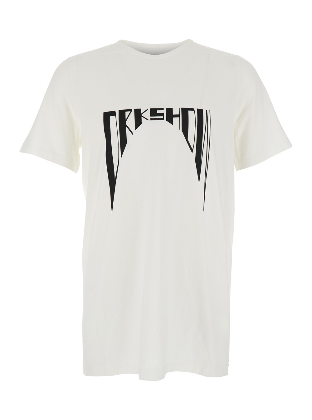 Rick Owens Drkshdw White Crewneck T-shirt With Logo Print On The Front In Cotton Man In White