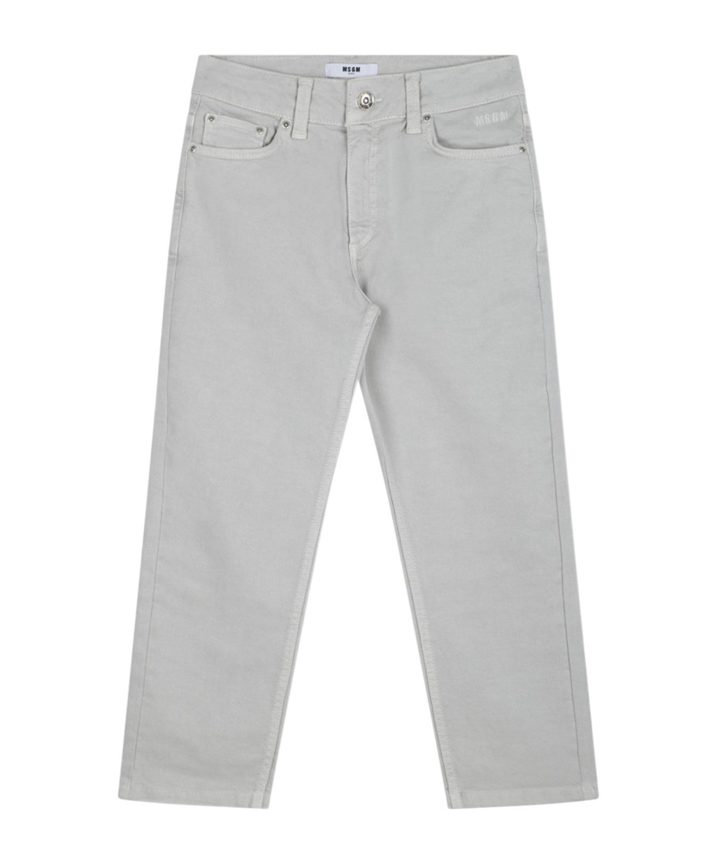 Msgm Logo-embroidered Jeans In Gray